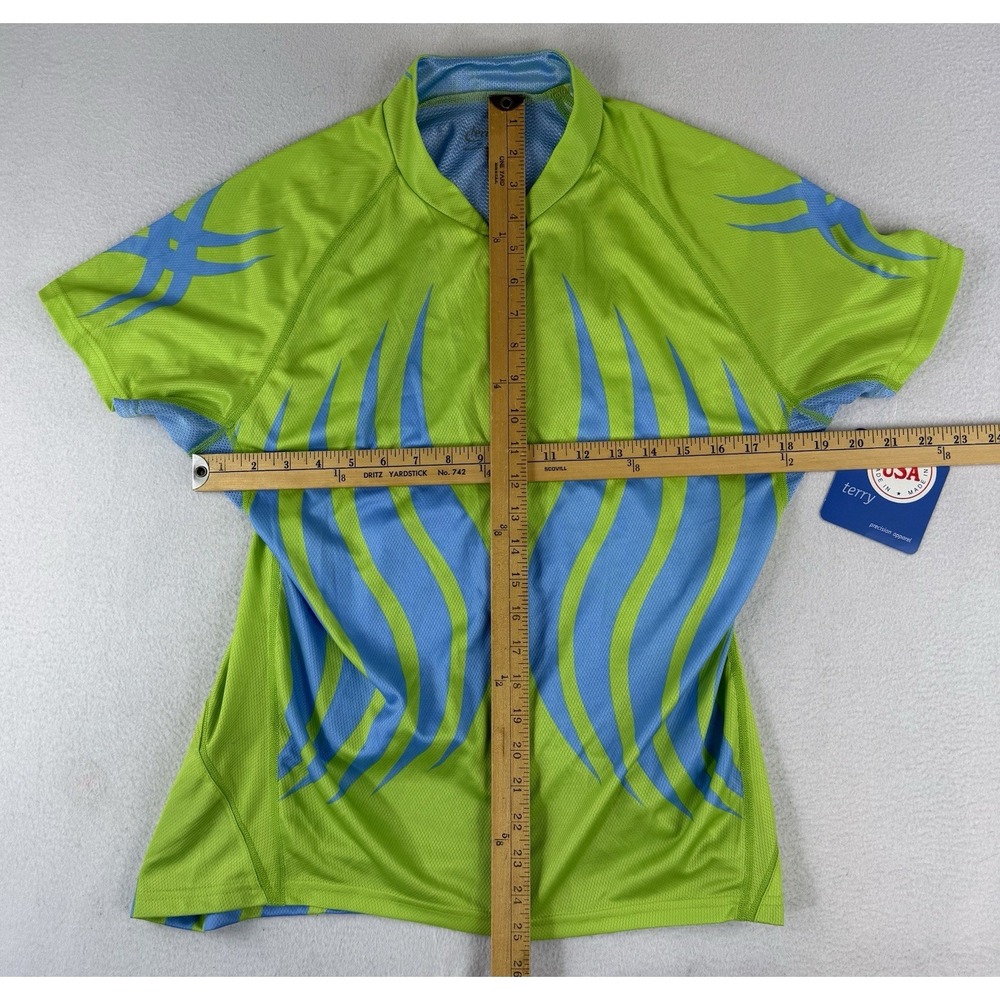 Terry Womens Lime Green & Blue Short Sleeve Cycling Jersey - Picture 2 of 10
